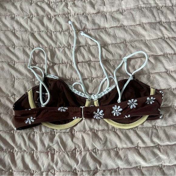 Pacsun Eco Brown Floral Beverly Crochet Underwire Bralette Bikini Top - Picture 5 of 5